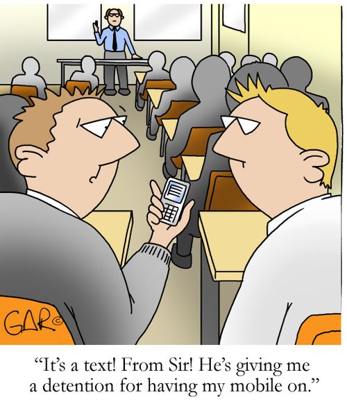 It's a text! From Sir! He's giving me a detention for having my mobile on.