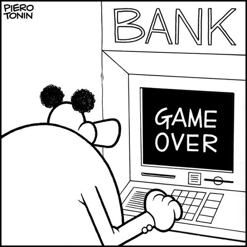 ATM machine goes 'GAME OVER'.