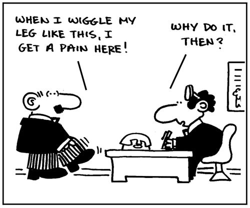 'When I wiggle my leg like this, I get a pain here.'