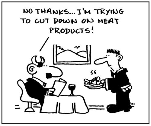 'No thanks, I'm trying to cut down on meat products.'