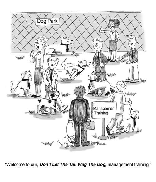 'Welcome to our , Don't let the tail Wag The Dog, management training.'