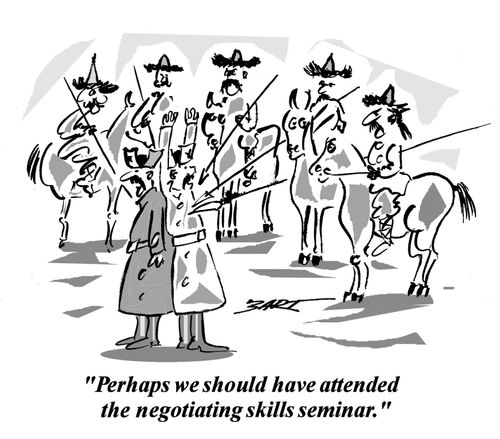 'Perhaps we should have attended the negotiating skills seminar.'