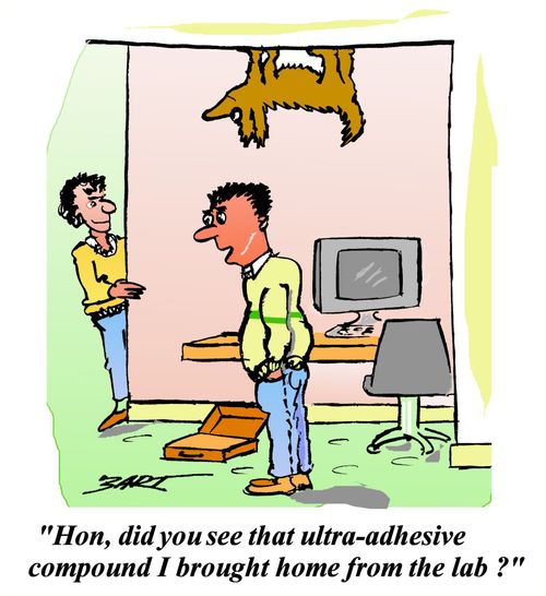 'Hon, did you see that ultra-adhesive compound I brought home from the lab?'