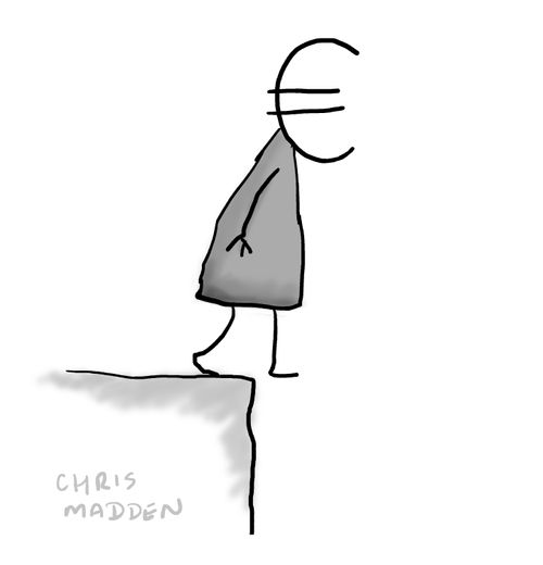 Euro crisis: The euro walking over a cliff