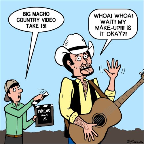 "Big macho country video take 15!"