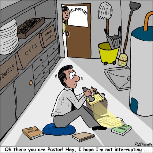 "Oh there you are Pastor! Hey, I hope I'm not interrupting..."