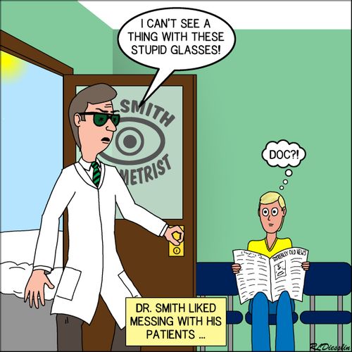 "I can't see a thing with these stupid glasses!"