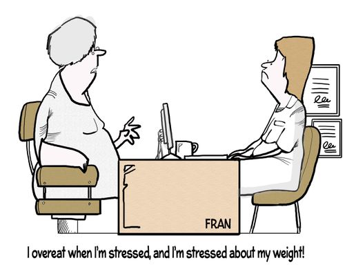 "I overeat when I'm stressed and I'm stressed about my weight."