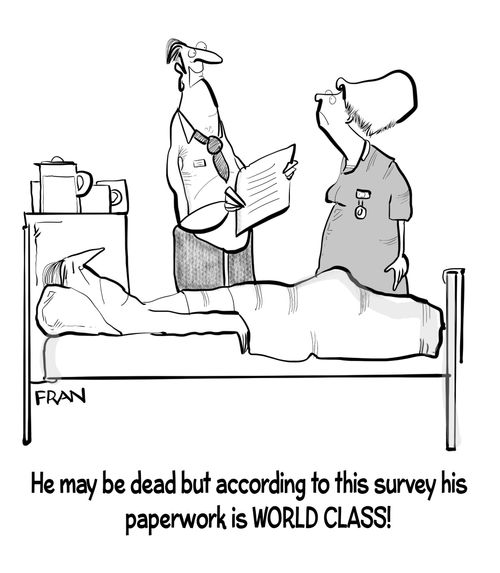 "He may be dead but according to this survey his paperwork is WORLD CLASS!"