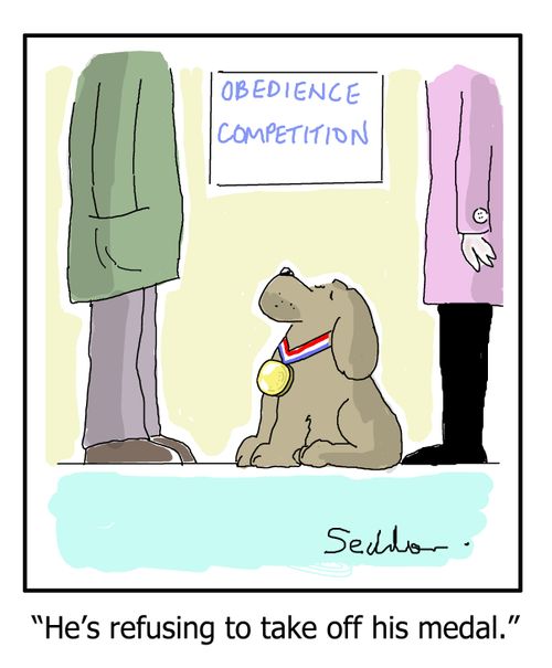 "He's refusing to take off his medal."