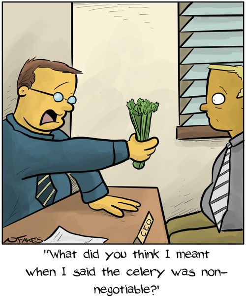 "What did you think I meant when I said the celery was non-negotiable."
