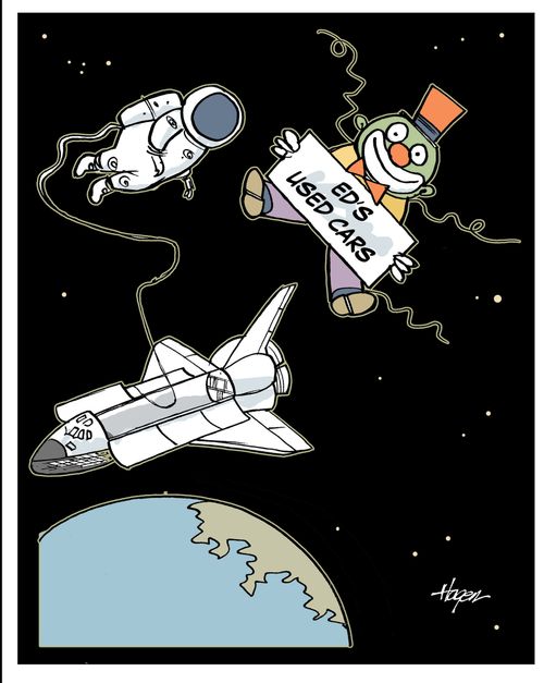 Used car balloon in space.