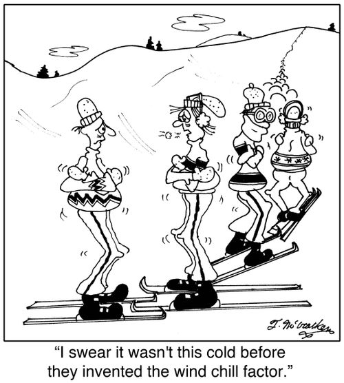 'I swear it wasn't this cold before they invented the wind chill factor.'
