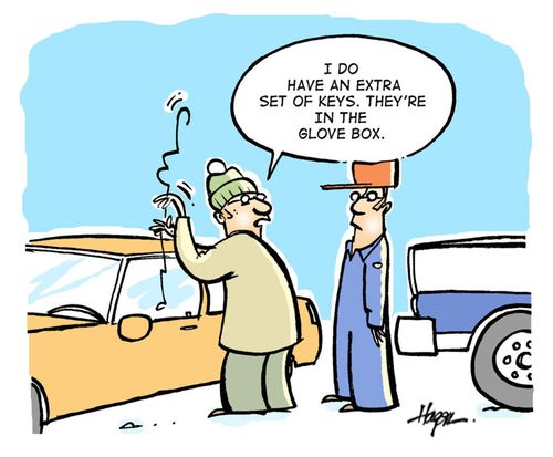 'I do have an extra set of keys, they're in the glovebox.'