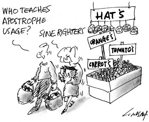 "Who teaches apostrophe usage?"
