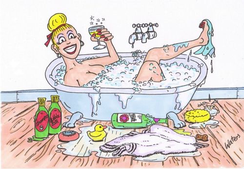 Woman in a bathtub.