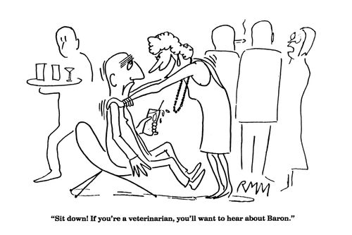 'Sit down!  If you're a veterinarian, you'll want to hear about Baron.'