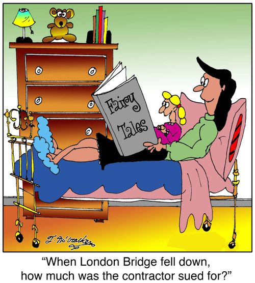 'When London Bridge fell down, how much was the contractor sued for?'