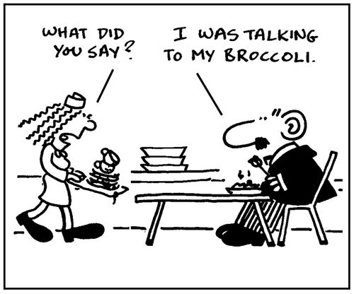 'What did you say?' - 'I was talking to my broccoli.'