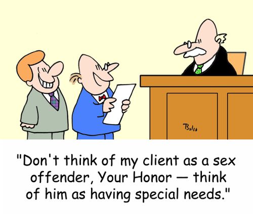 'Don't think of my client as a sex offender, Your Honor - think of him as having special needs.'