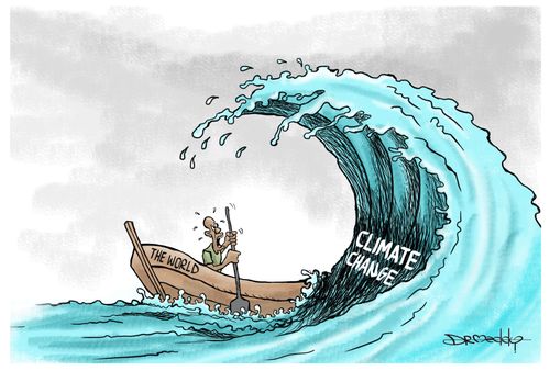 The World is capsized by the wave of climate change.