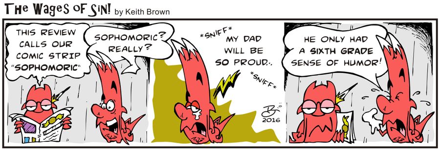 "This review calls our comic strip 'sophomoric'.