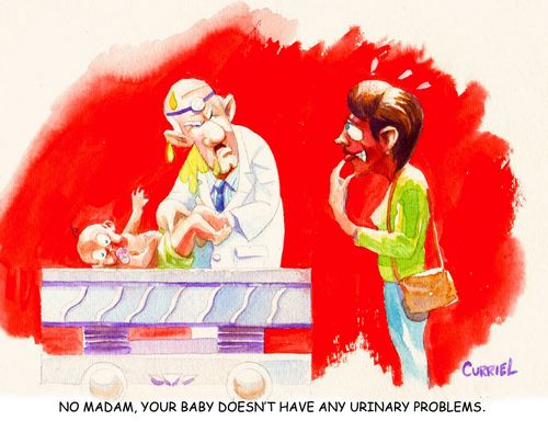 "No madam, your baby doesn't have any urinary problems."