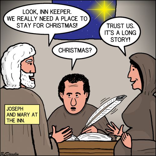 Joseph and Mary at the inn for Christmas