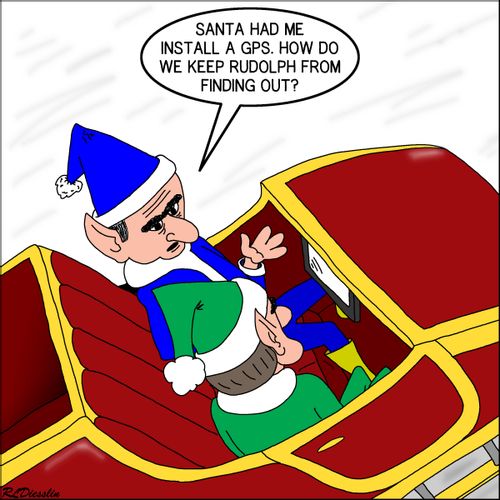 "Santa had me install a GPS. How do we keep Rudolph from finding out?"