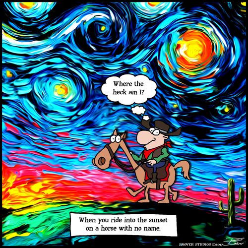 When you ride into the sunset on a horse with no name.