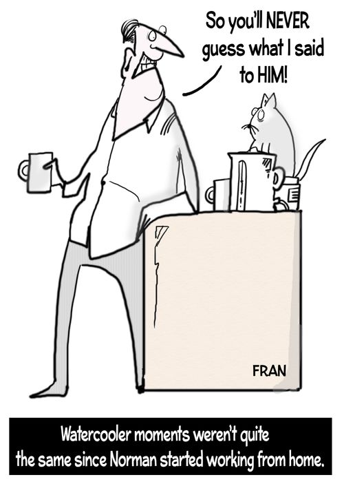 Watercooler moments weren't quite the same since Norman started working from home.