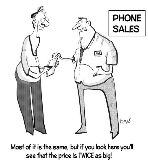 "Most of it is the same, but if you look here you'll see that the price is twice as big"