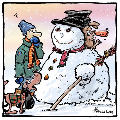 Winter rabbit spoiling winter fun