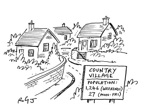 'Country Village. Population: 1246 (weekends), 27(Mon-Fri).'