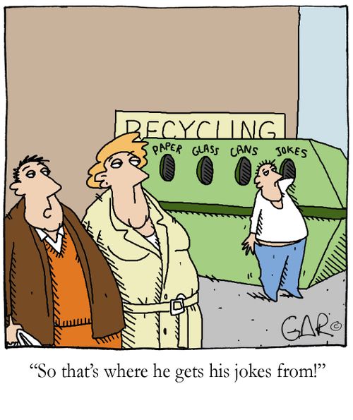 'So that's where he gets his jokes from!'
