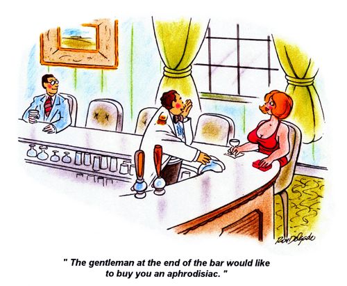 'The gentleman at the end of the bar would like to buy you an aphrodisiac.'