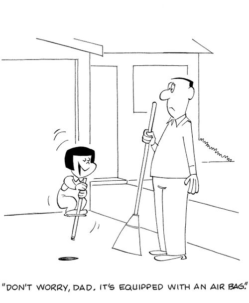 'Don't worry, dad. It's equipped with an air bag.'