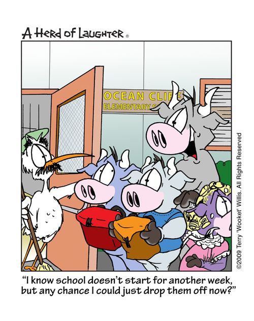 'I know school doesn't start for another week, but any chance I could just drop them off now?'