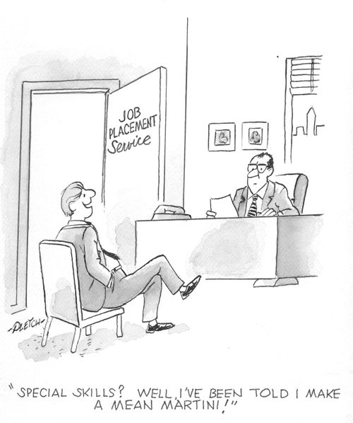 'Special skills? Well, I've been told I make a mean martini!'