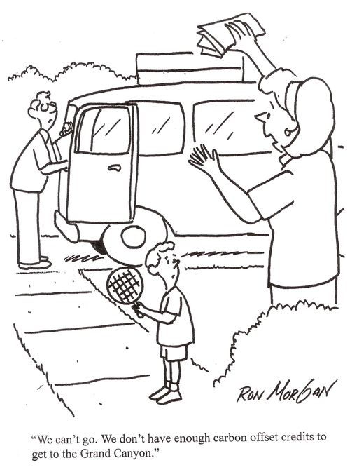 "We can't go. We don't have enough carbon offset credits to get to the Grand Canyon."