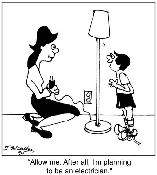 'Allow me. After all, I'm planning to be an electrician.'