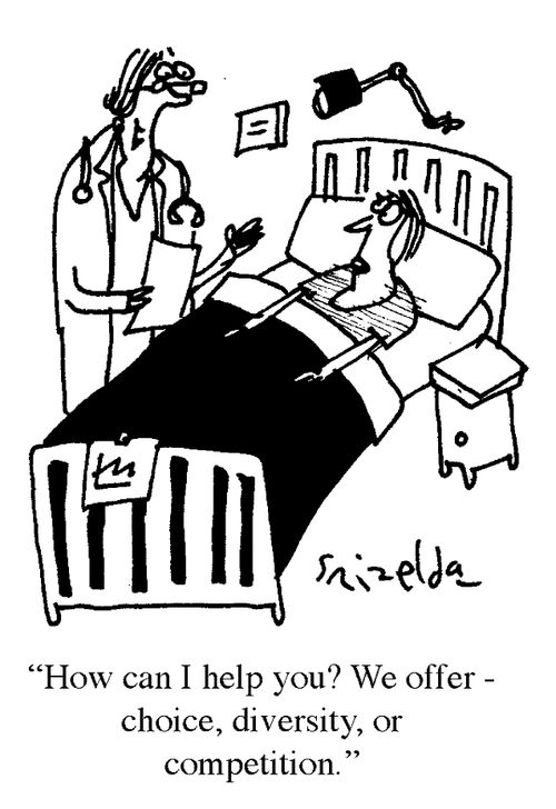'How can I help you? We offer - choice, diversity or competition.'