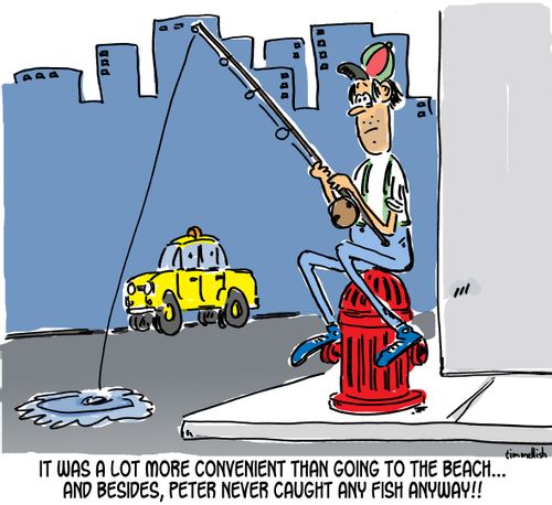 It was a lot more convenient than going to the beach...and besides, Peter never caught any fish anyway!!