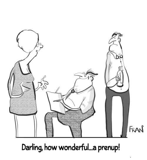 "Darling, how wonderful ...a prenup!"