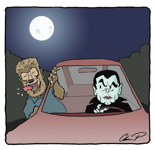 Wolfman riding in the Car