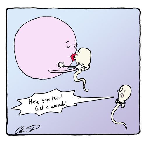 "Hey, you two! Get a womb!"