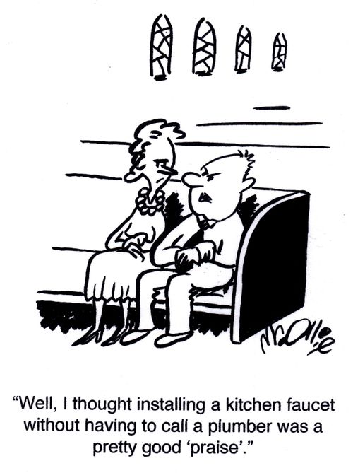 "Well, I thought installing a kitchen faucet without having to call the plumber was a pretty good 'praise'."