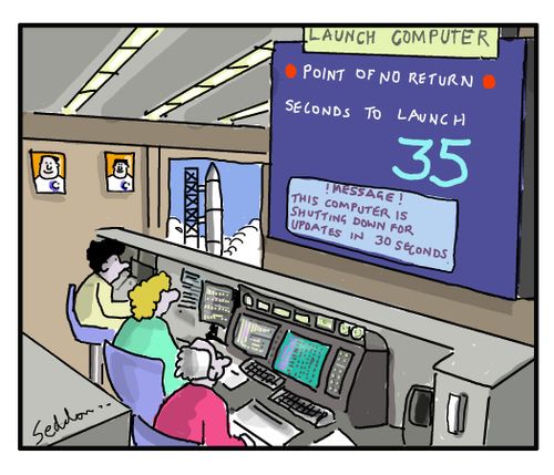 Message: This computer is shutting down for updates in 30 seconds.