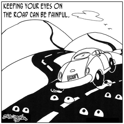 Keeping your eyes on the road can be painful.