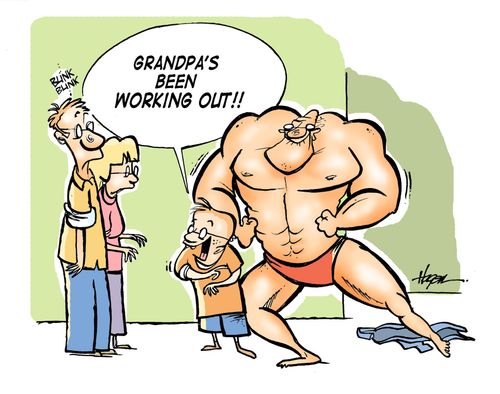 'Grandpa's been working out!!'